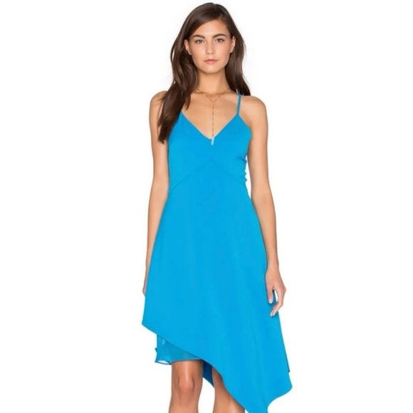 Alice + Olivia Beth Asymmetrical Blue Dress in Jewel Blue - Picture 1 of 9